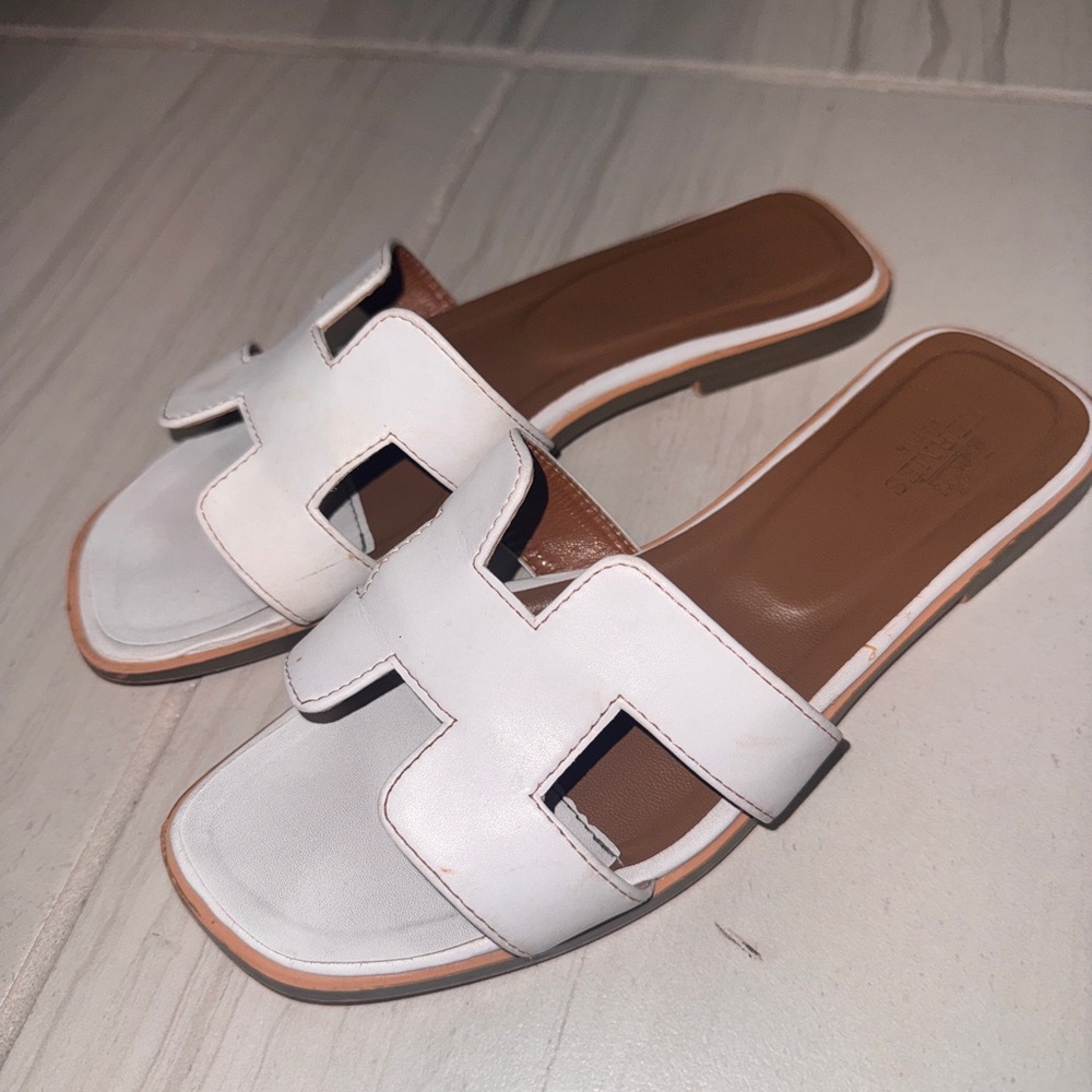 White Slide Sandals